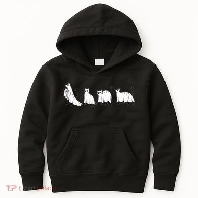 Funny Halloween Ghost Cats Kids Hoodie