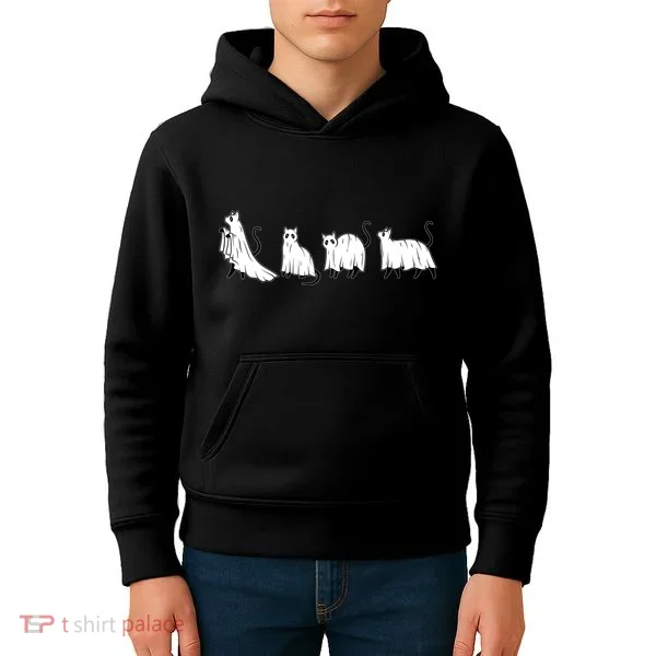 Funny Halloween Ghost Cats Kids Hoodie
