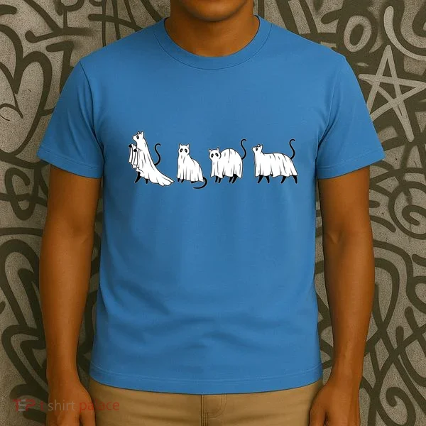 Funny Halloween Ghost Cats T-Shirt