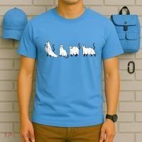 Funny Halloween Ghost Cats T-Shirt thumb 5