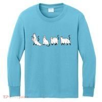 Funny Halloween Ghost Cats Kids Long Sleeve Shirt thumb 0