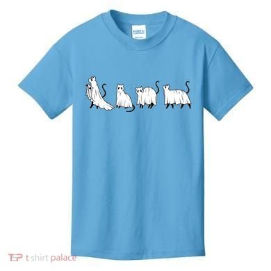 Funny Halloween Ghost Cats Kids T-Shirt