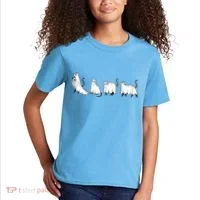 Funny Halloween Ghost Cats Kids T-Shirt thumb 2