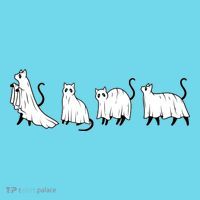 Funny Halloween Ghost Cats Kids T-Shirt thumb 4