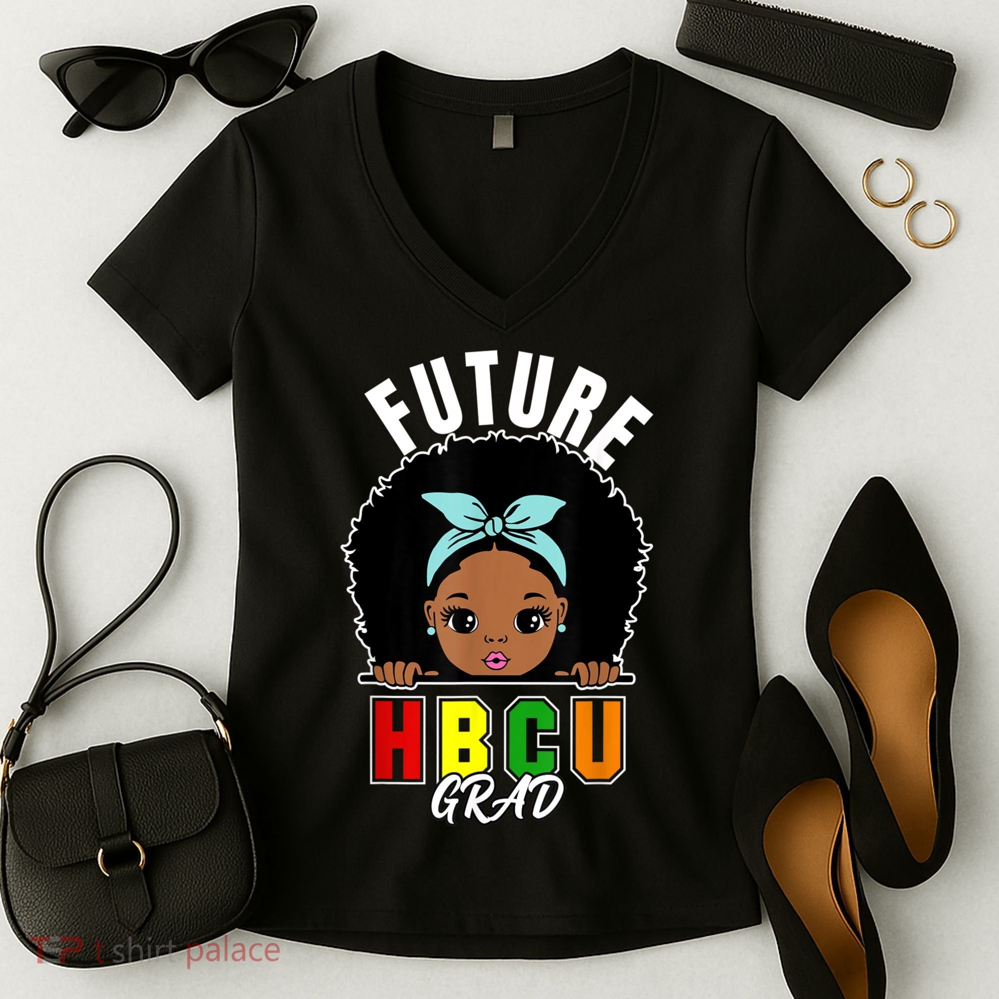 Future HBCU Grad Girl Graduation Historically Black College Women's V-Neck T-Shirt