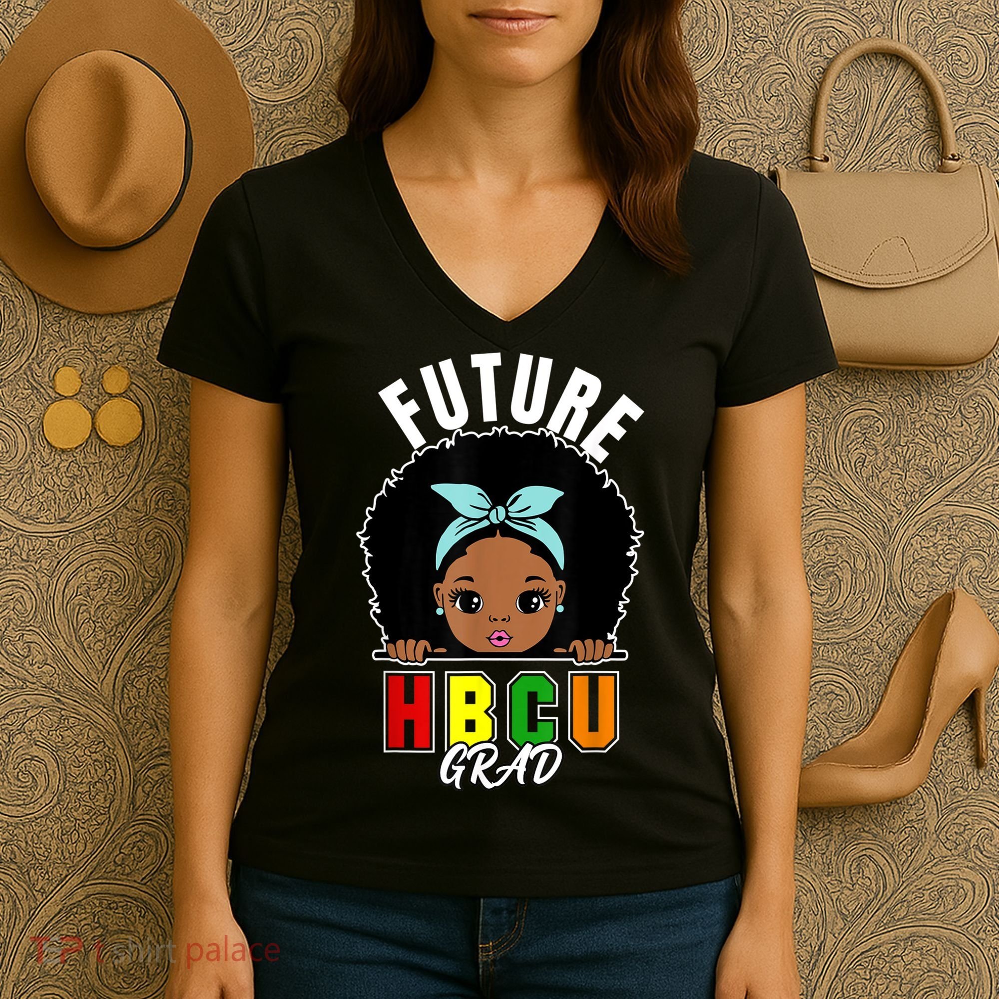 Future HBCU Grad Girl Graduation Historically Black College Women's V-Neck T-Shirt