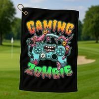 Funny Halloween Gaming Zombie Game Controller Golf Towel thumb 1