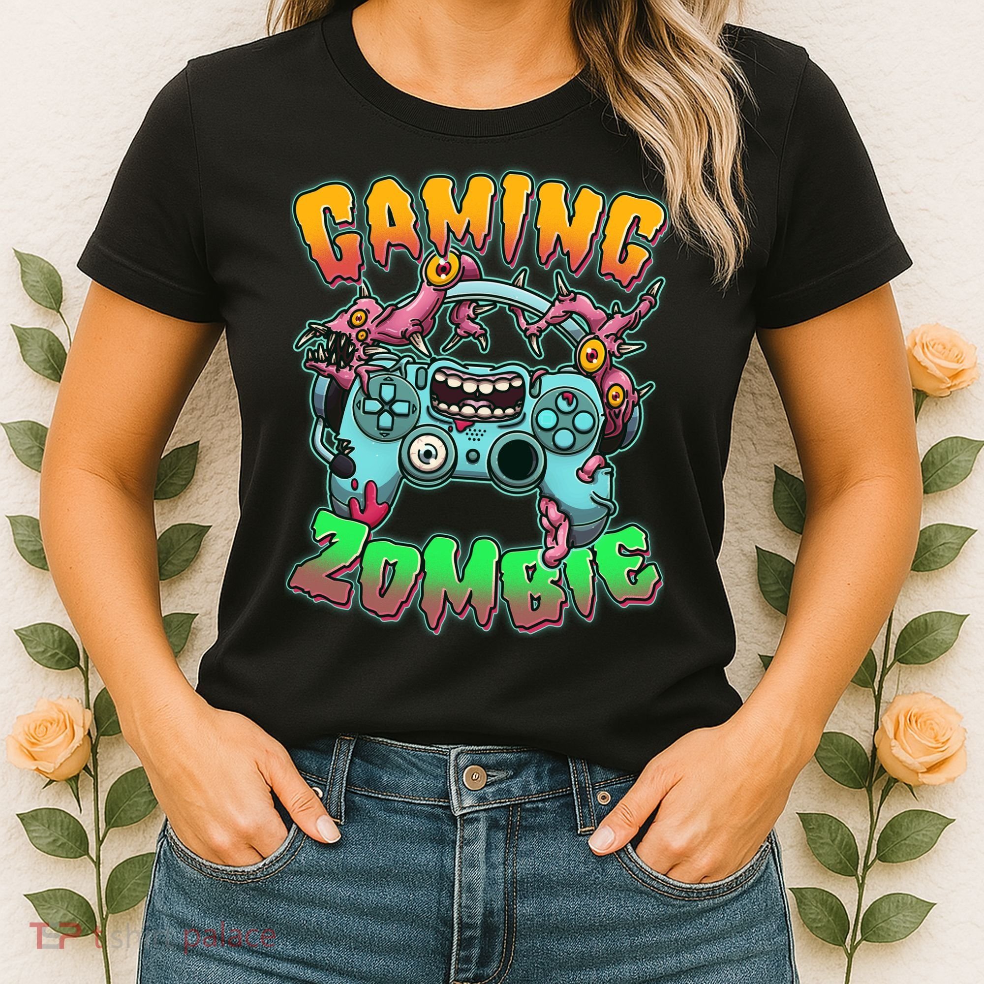 Funny Halloween Gaming Zombie Game Controller Women's T-Shirt