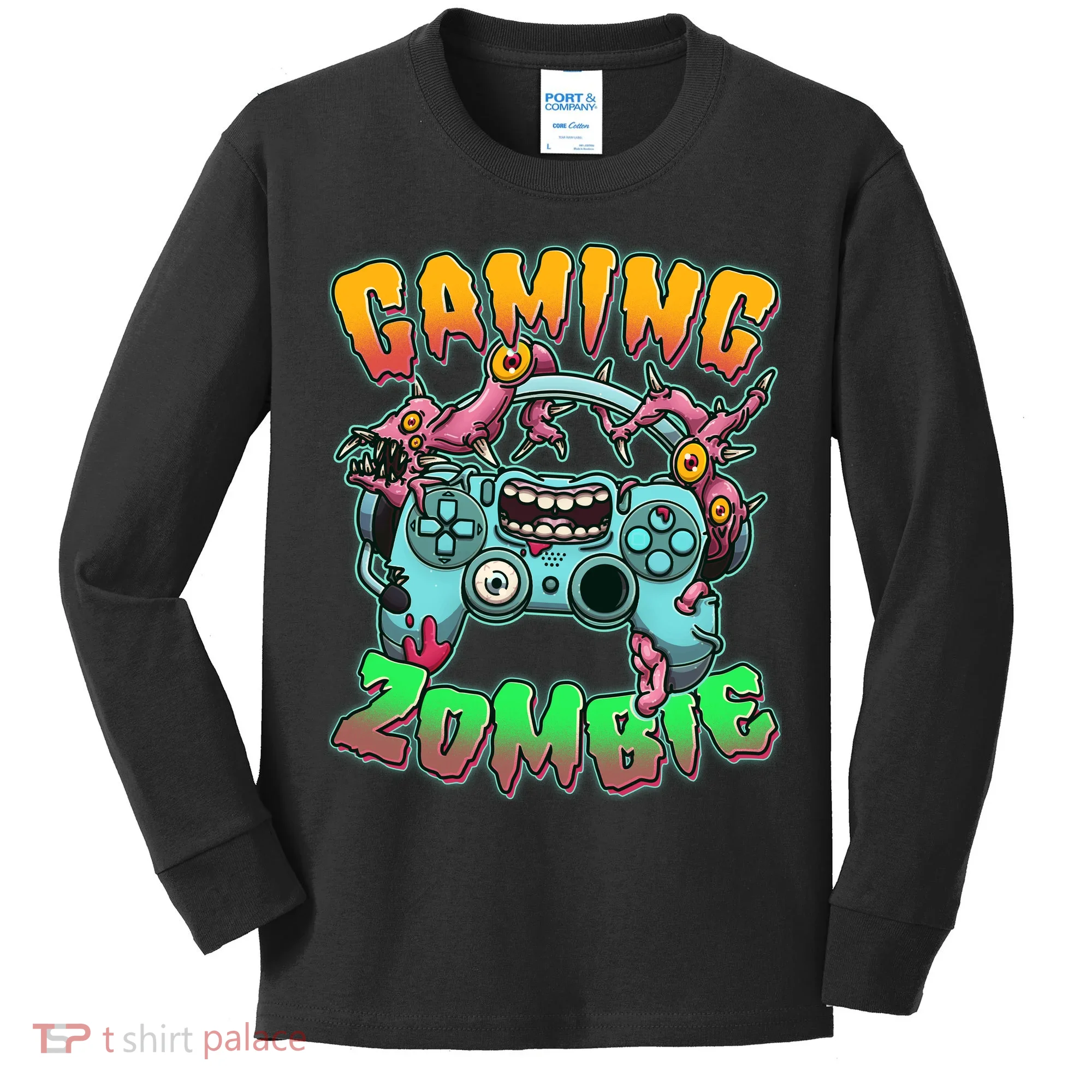 Funny Halloween Gaming Zombie Game Controller Kids Long Sleeve Shirt