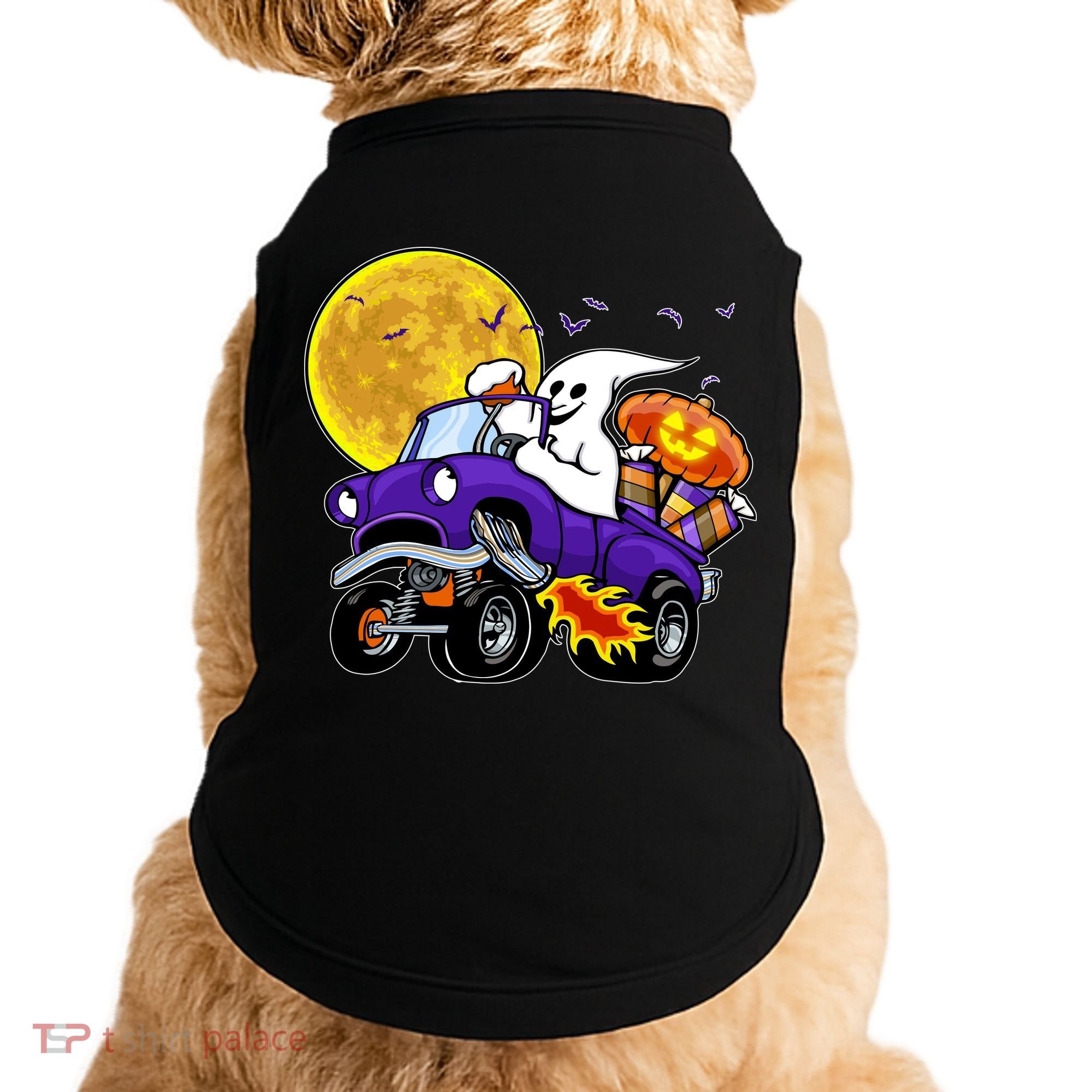 Funny Halloween Ghost Muscle Car Doggie Tank