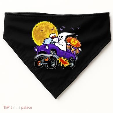 Funny Halloween Ghost Muscle Car USA-Made Doggie Bandana