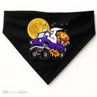 Funny Halloween Ghost Muscle Car USA-Made Doggie Bandana thumb 0