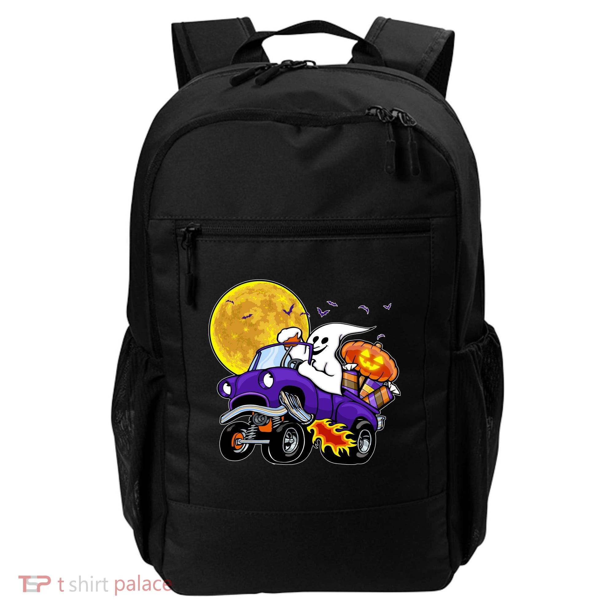 Funny Halloween Ghost Muscle Car Backpack