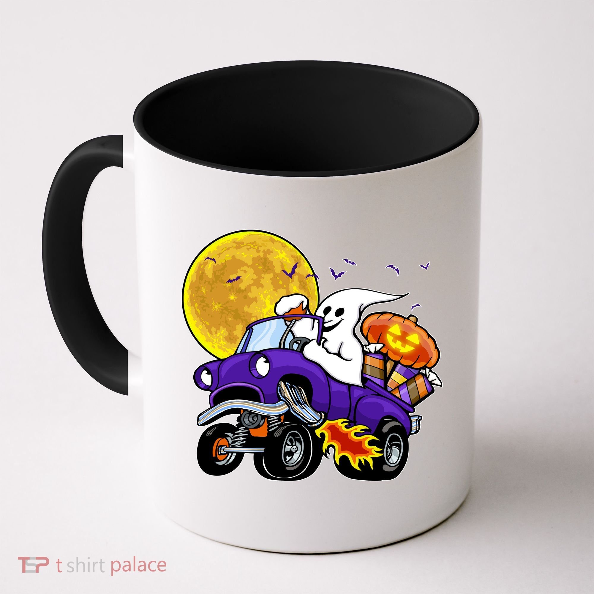 Funny Halloween Ghost Muscle Car Coffee Mug