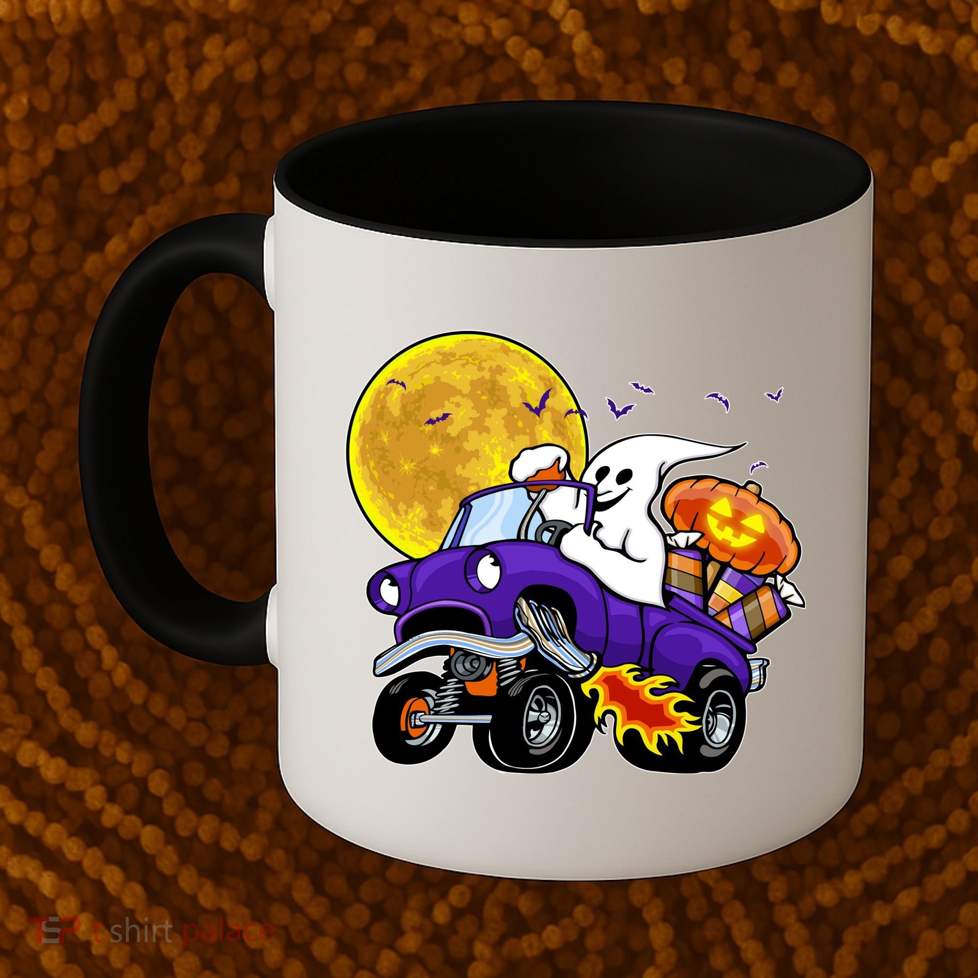 Funny Halloween Ghost Muscle Car Coffee Mug