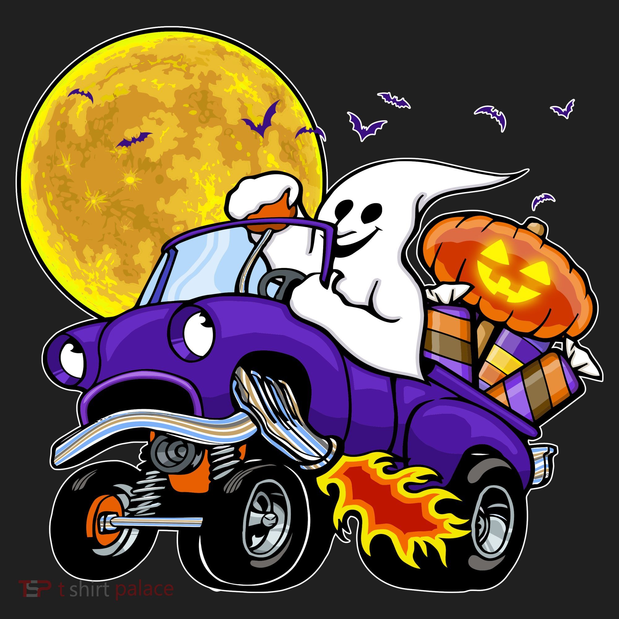 Funny Halloween Ghost Muscle Car Beanie