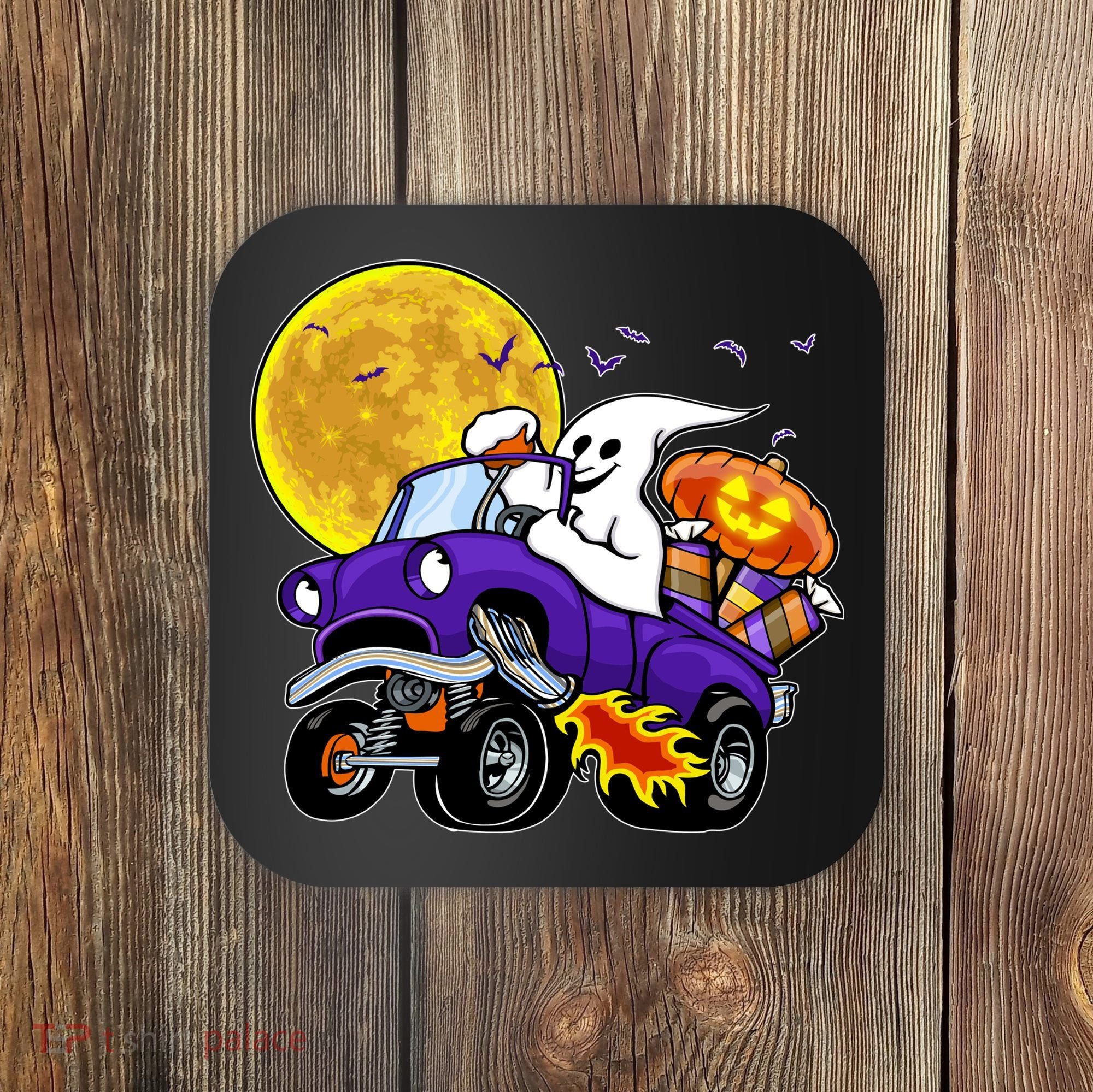 Funny Halloween Ghost Muscle Car Coaster