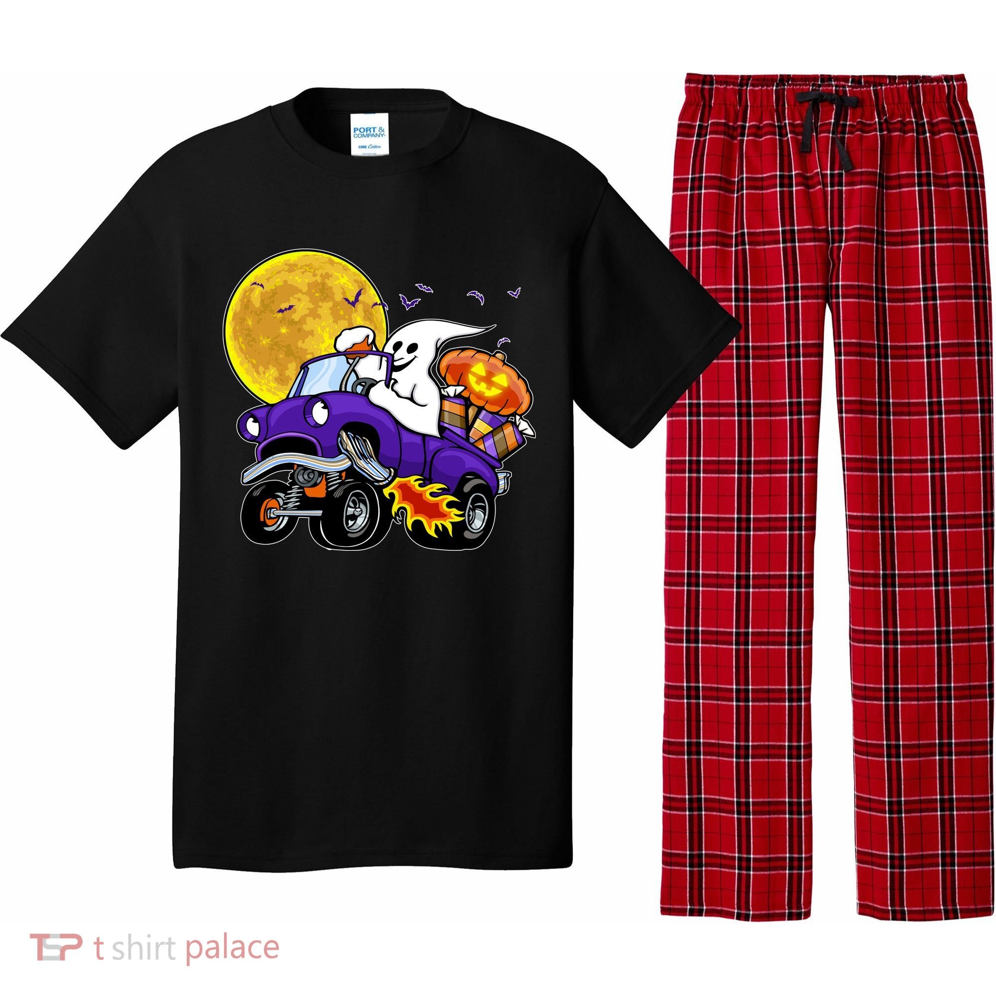 Funny Halloween Ghost Muscle Car Pajama Set