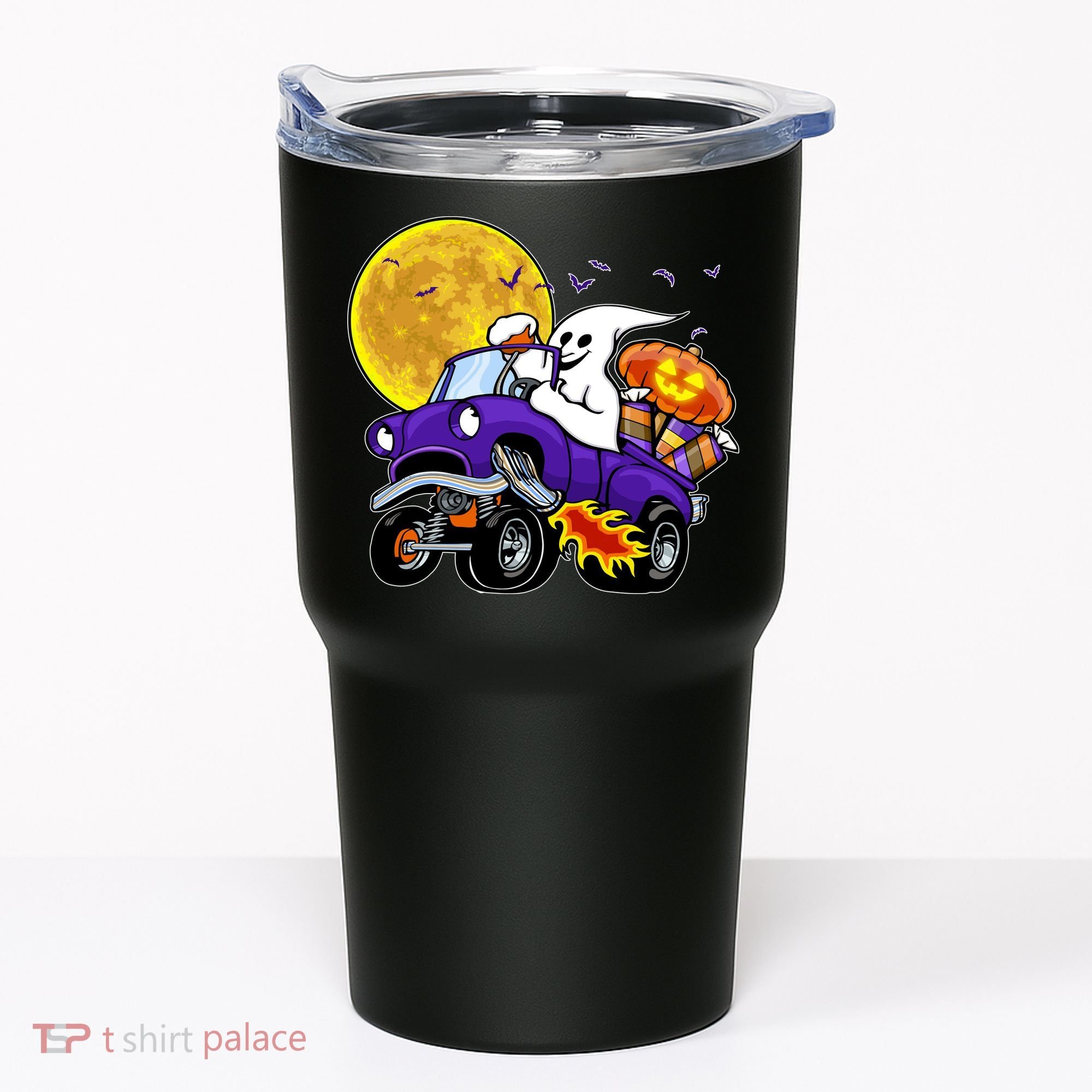 Funny Halloween Ghost Muscle Car Tumbler