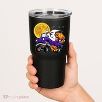 Funny Halloween Ghost Muscle Car Tumbler thumb 2