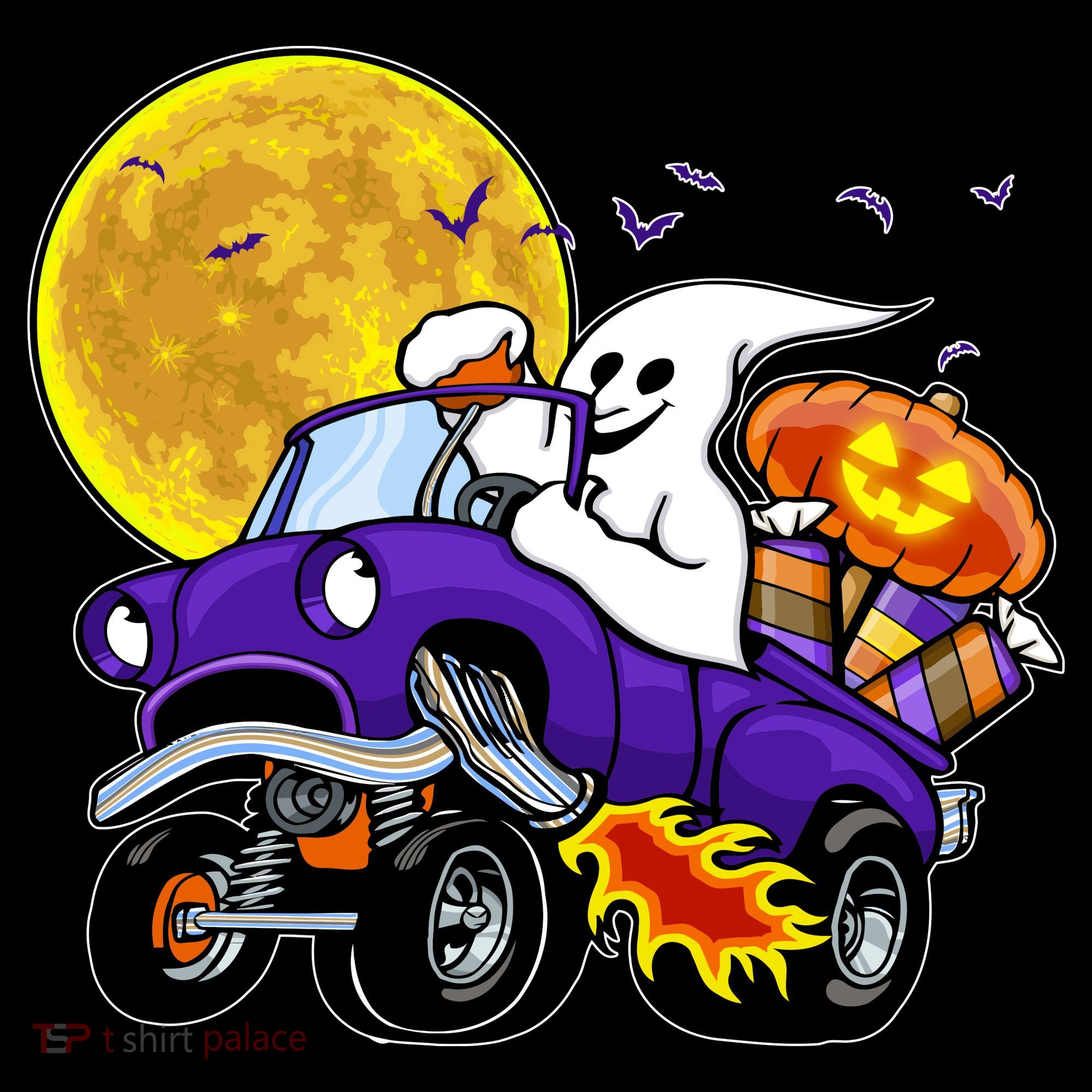 Funny Halloween Ghost Muscle Car Mousepad