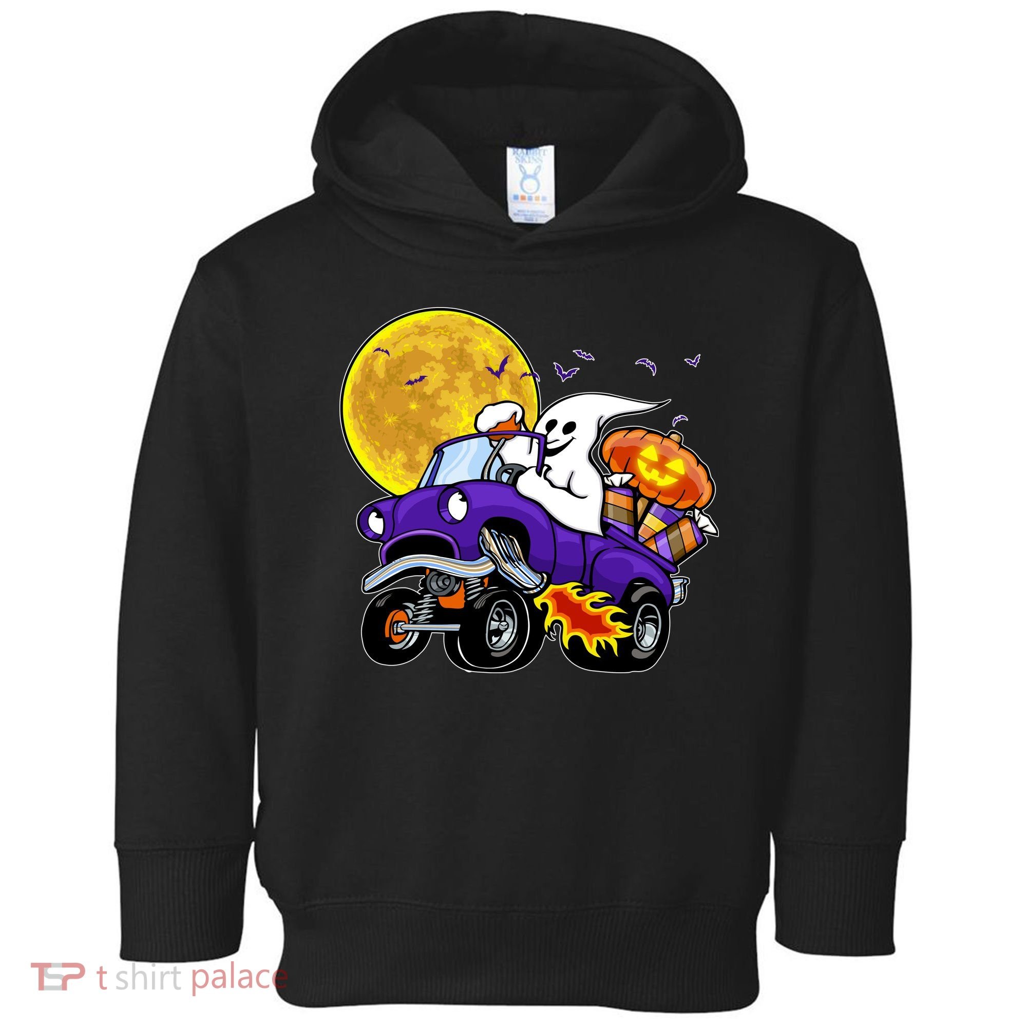Funny Halloween Ghost Muscle Car Toddler Hoodie
