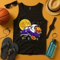 Funny Halloween Ghost Muscle Car Tank Top thumb 4