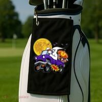 Funny Halloween Ghost Muscle Car Golf Towel thumb 2