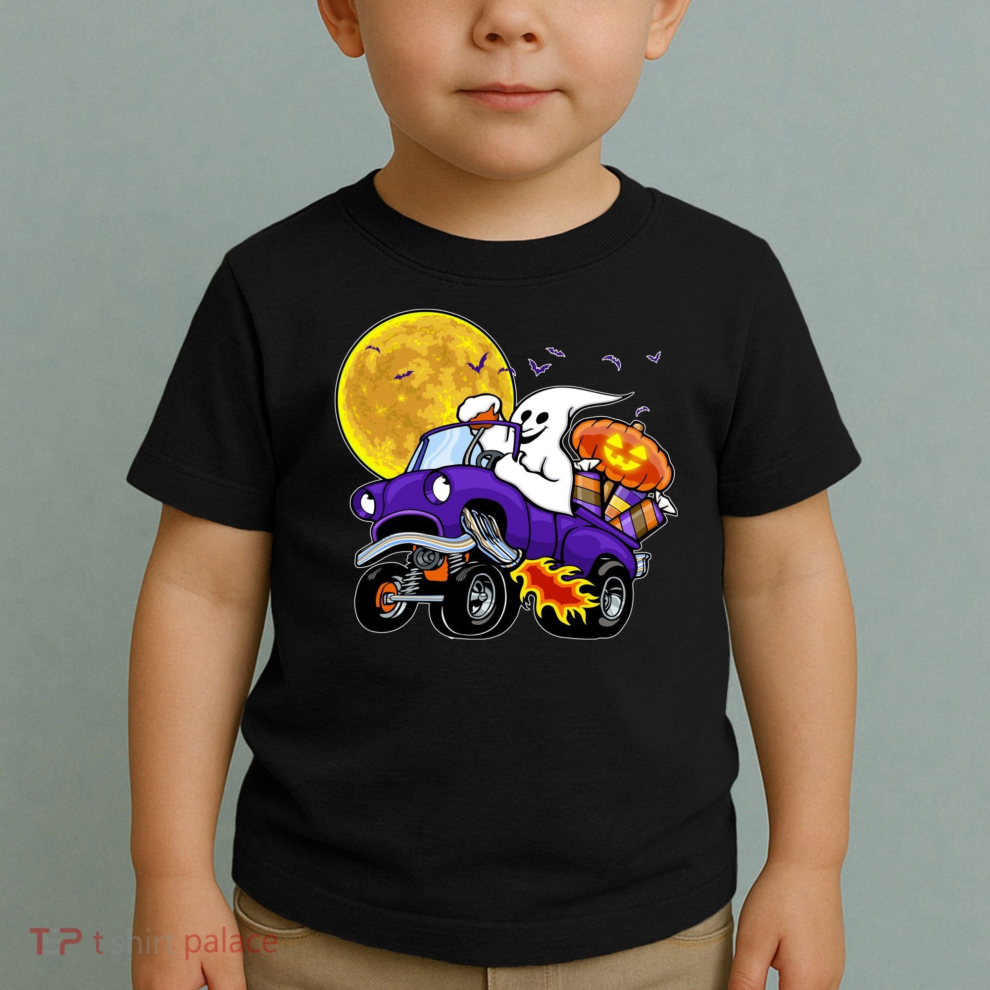 Funny Halloween Ghost Muscle Car Toddler T-Shirt