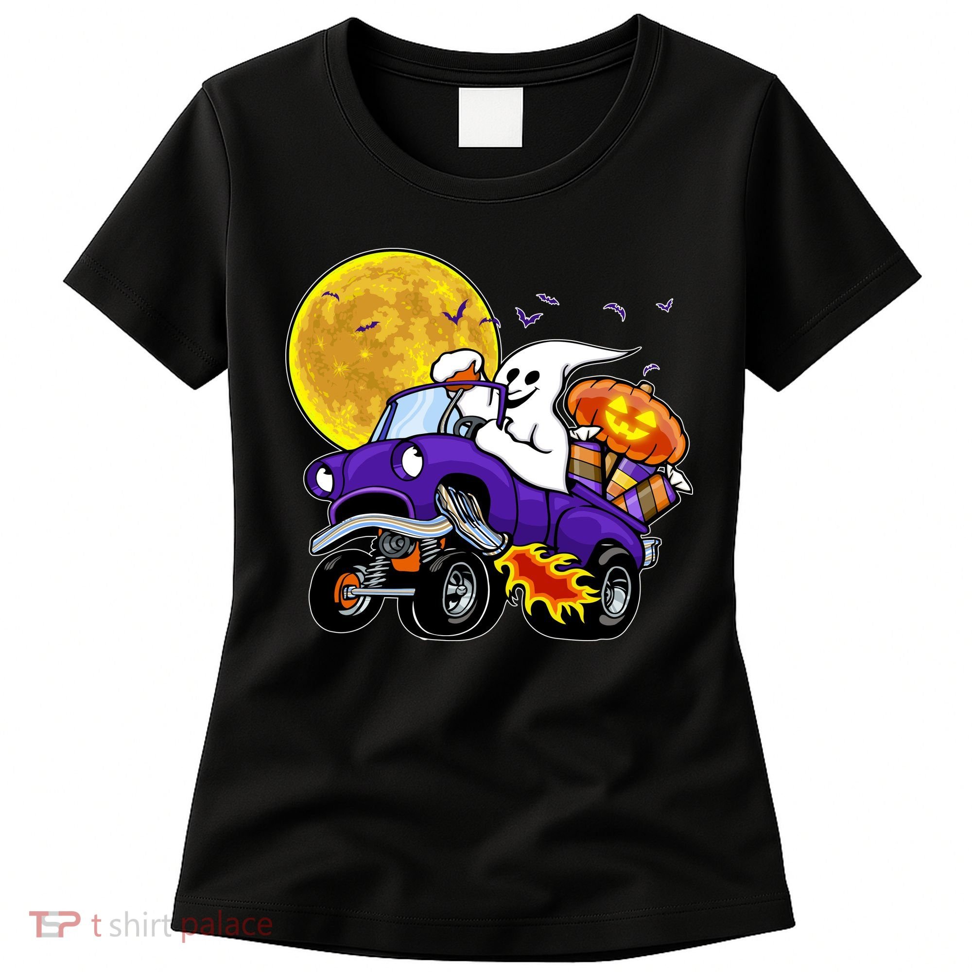 Funny Halloween Ghost Muscle Car Women's T-Shirt