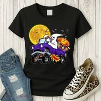Funny Halloween Ghost Muscle Car Women's T-Shirt thumb 3