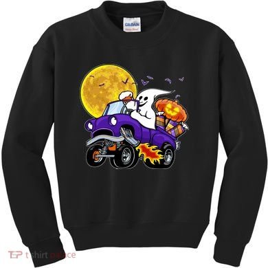 Funny Halloween Ghost Muscle Car Kids Sweatshirt