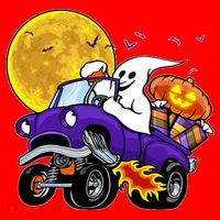 Funny Halloween Ghost Muscle Car Santa Hat thumb 1
