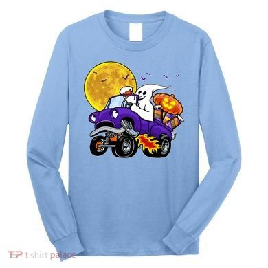Funny Halloween Ghost Muscle Car Long Sleeve Shirt