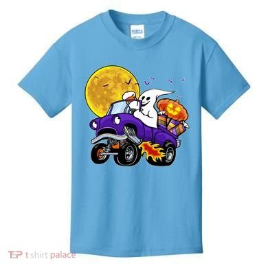 Funny Halloween Ghost Muscle Car Kids T-Shirt