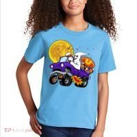 Funny Halloween Ghost Muscle Car Kids T-Shirt thumb 2