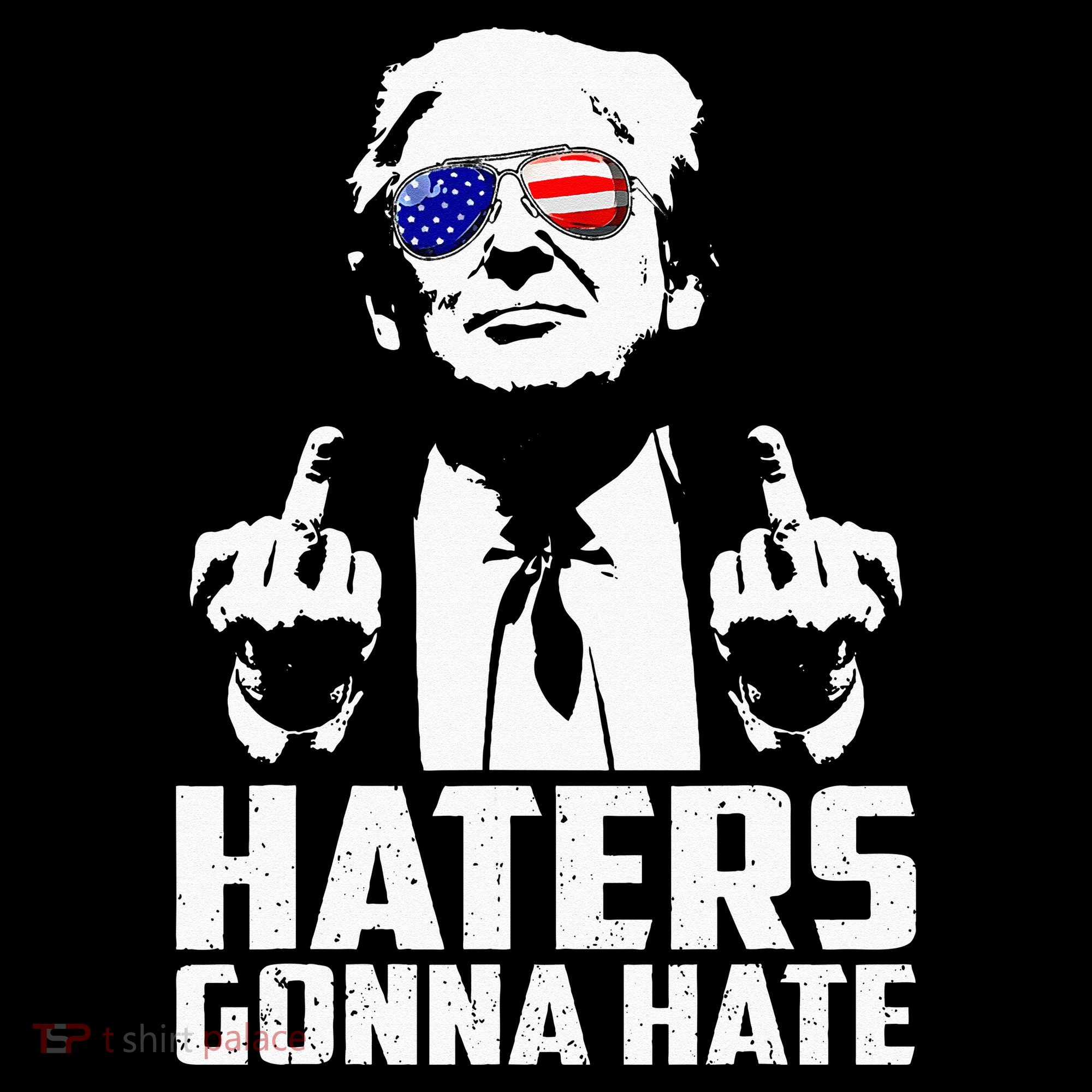 Funny Haters Gonna Hate President Donald Trump Middle Finger Stripe Pom Pom Beanie