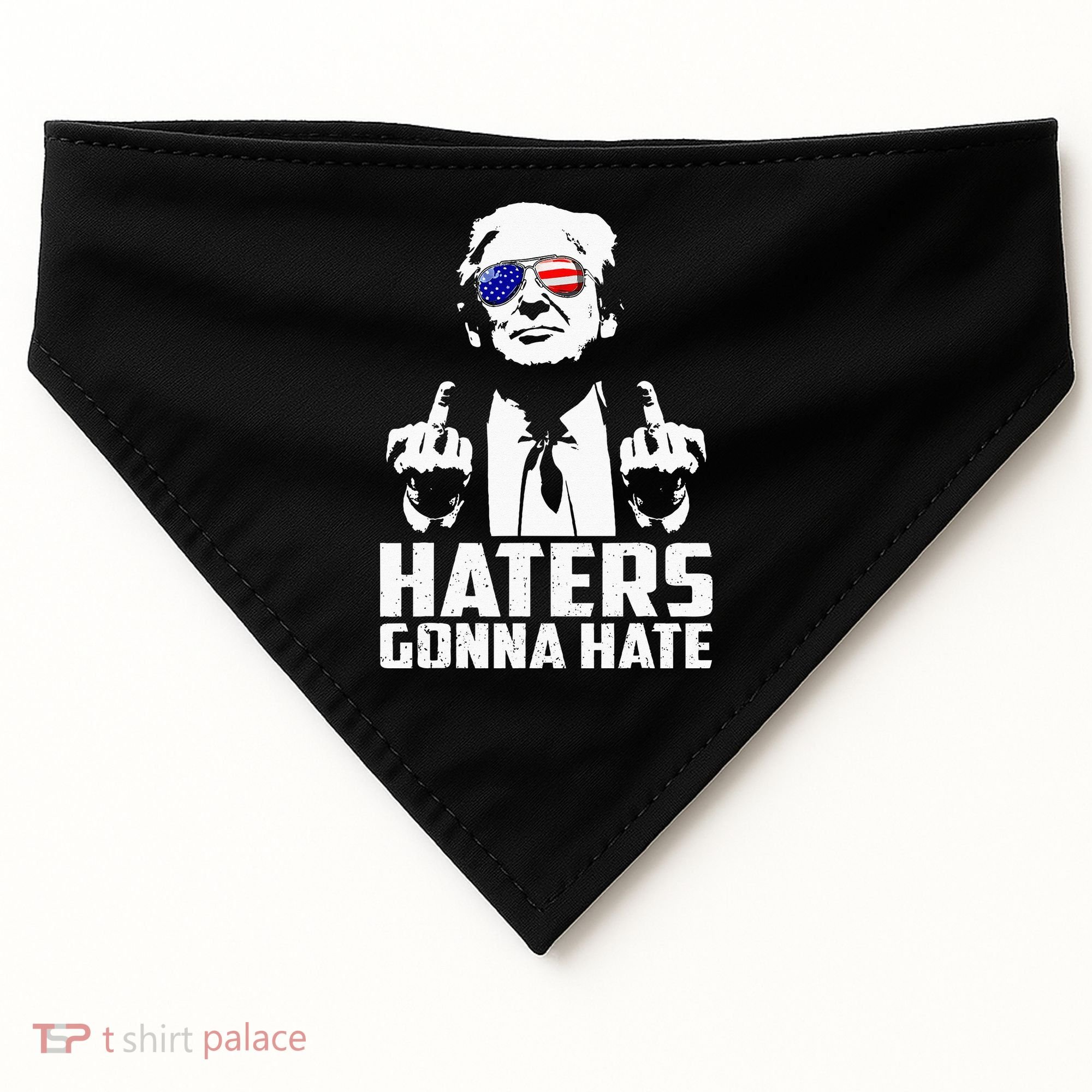 Funny Haters Gonna Hate President Donald Trump Middle Finger USA-Made Doggie Bandana
