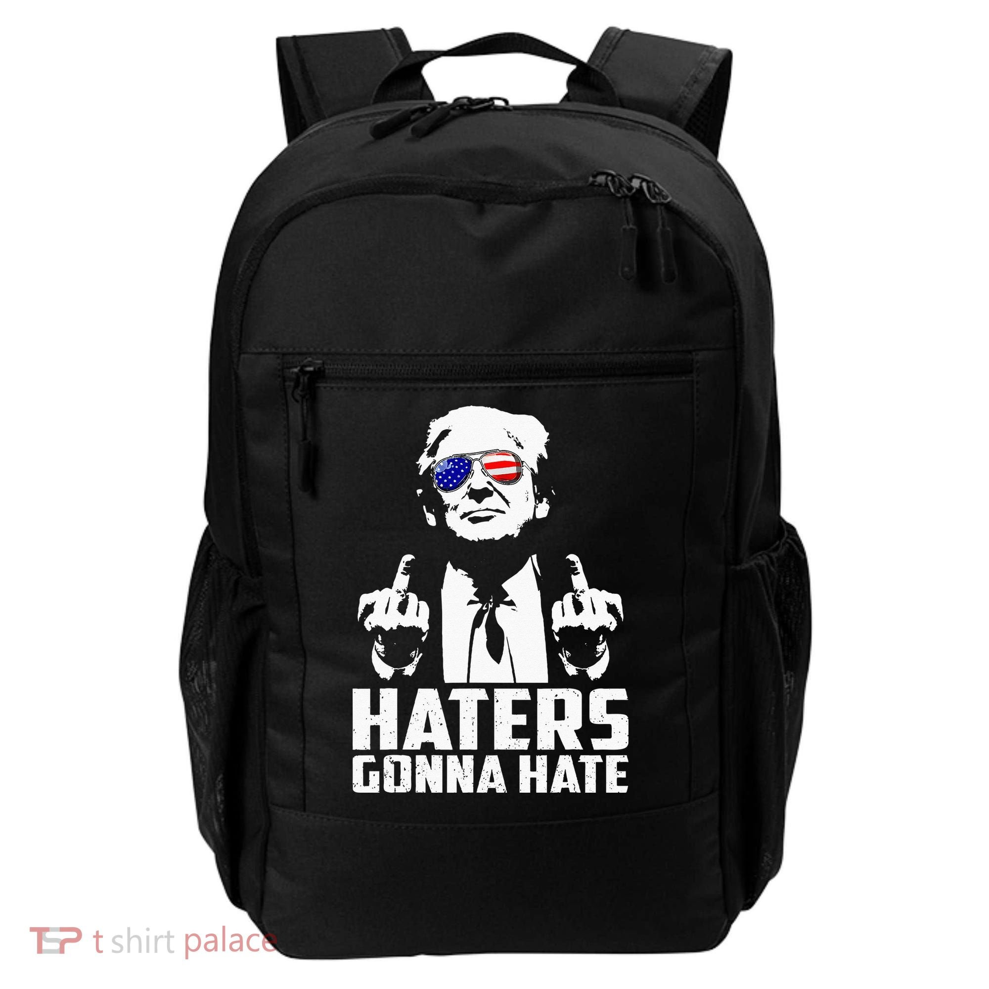 Funny Haters Gonna Hate President Donald Trump Middle Finger Backpack