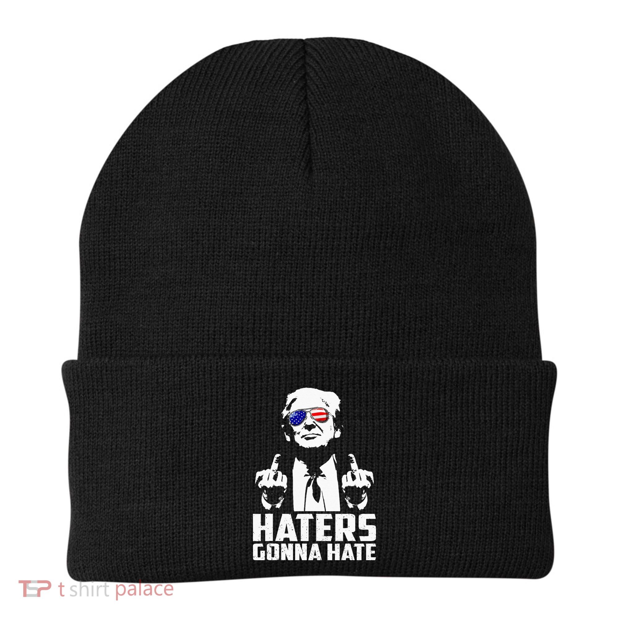 Funny Haters Gonna Hate President Donald Trump Middle Finger Beanie