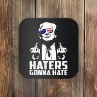 Funny Haters Gonna Hate President Donald Trump Middle Finger Coaster thumb 0