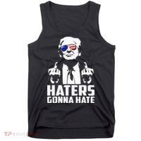Funny Haters Gonna Hate President Donald Trump Middle Finger Tank Top thumb 0