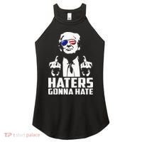 Funny Haters Gonna Hate President Donald Trump Middle Finger Women's Perfect Tri Rocker Tank thumb 0
