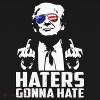 Funny Haters Gonna Hate President Donald Trump Middle Finger Women's Perfect Tri Rocker Tank thumb 4