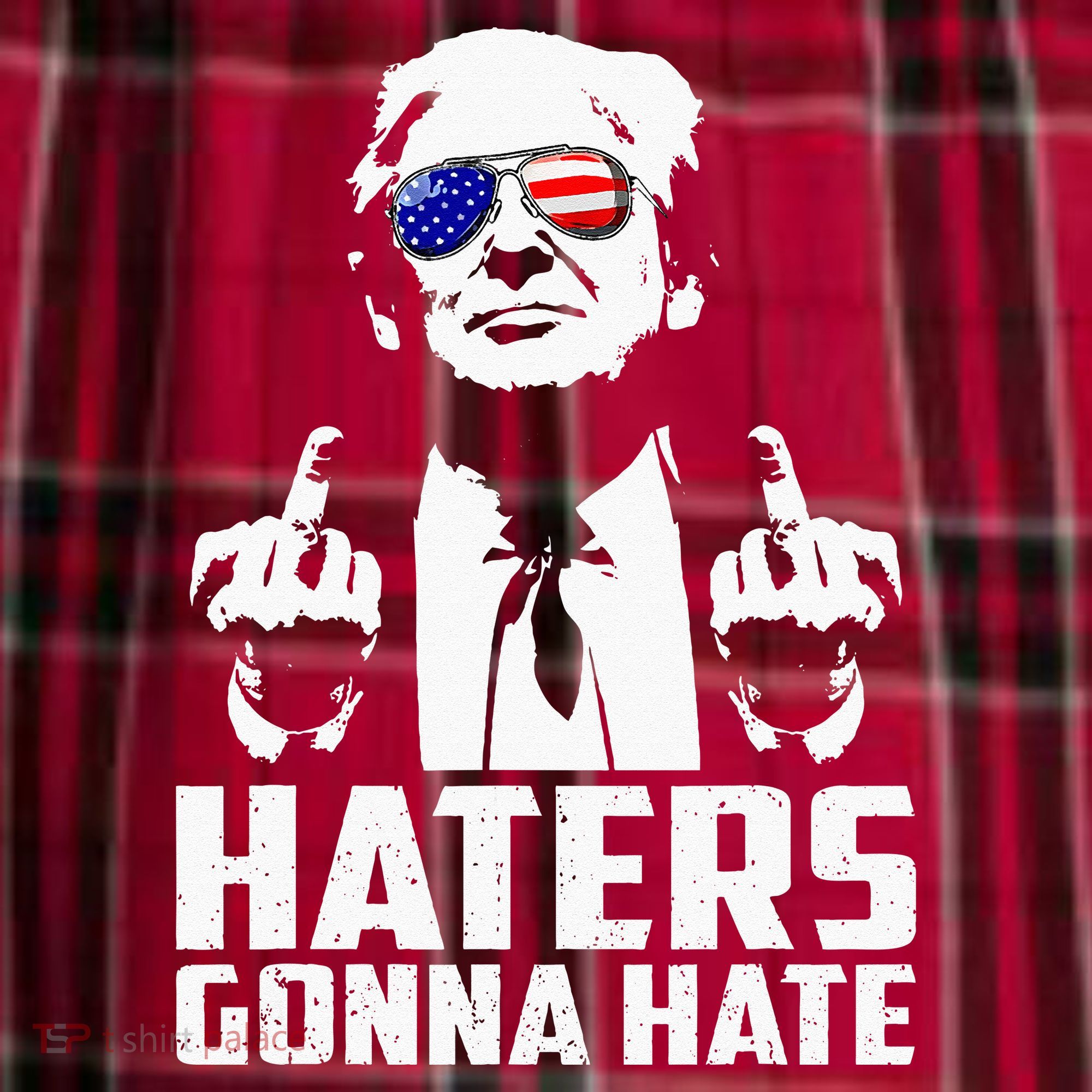 Funny Haters Gonna Hate President Donald Trump Middle Finger Men's Flannel Plaid Pajama Pants