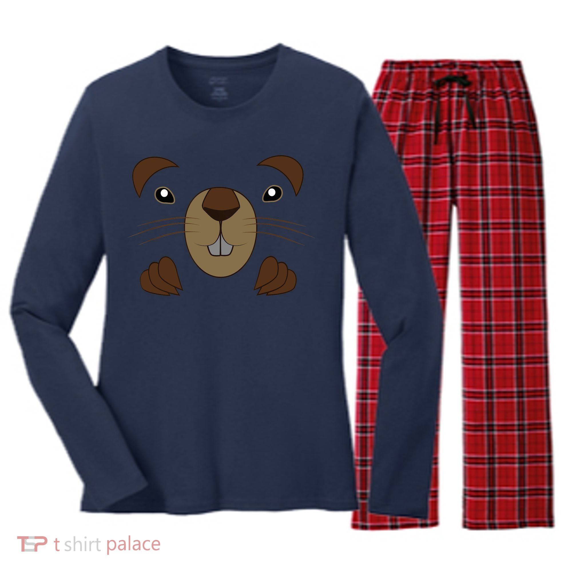 Funny Happy Groundhog Day Toddler Women's Long Sleeve Flannel Pajama Set 