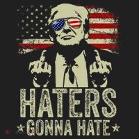 Funny Haters Gonna Hate President Donald Trump Middle Finger Women's Sweatshirt thumb 2