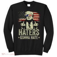 Funny Haters Gonna Hate President Donald Trump Middle Finger Sweatshirt thumb 0