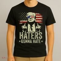 Funny Haters Gonna Hate President Donald Trump Middle Finger T-Shirt thumb 3
