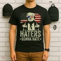 Funny Haters Gonna Hate President Donald Trump Middle Finger T-Shirt thumb 6